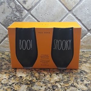Rae Dunn BOO & SPOOKY Wine Glasses